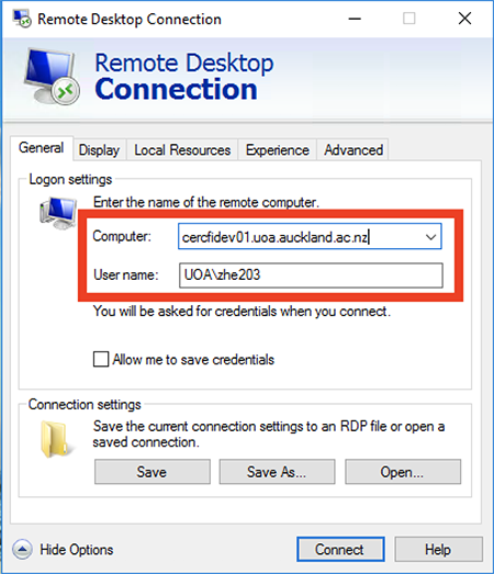 Connect Remote Desktop on Windows